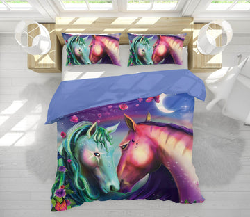 3D Unicorn Love 130 Rose Catherine Khan Bedding Bed Pillowcases Quilt Quiet Covers AJ Creativity Home 