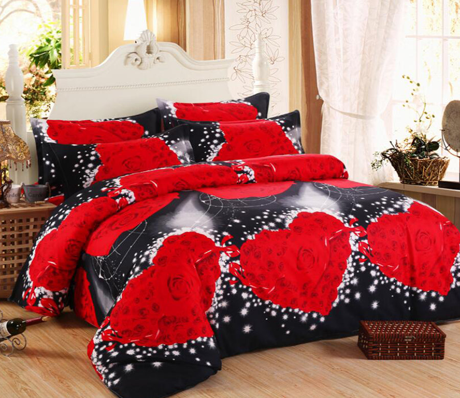 3D Love Rose 1155 Bed Pillowcases Quilt