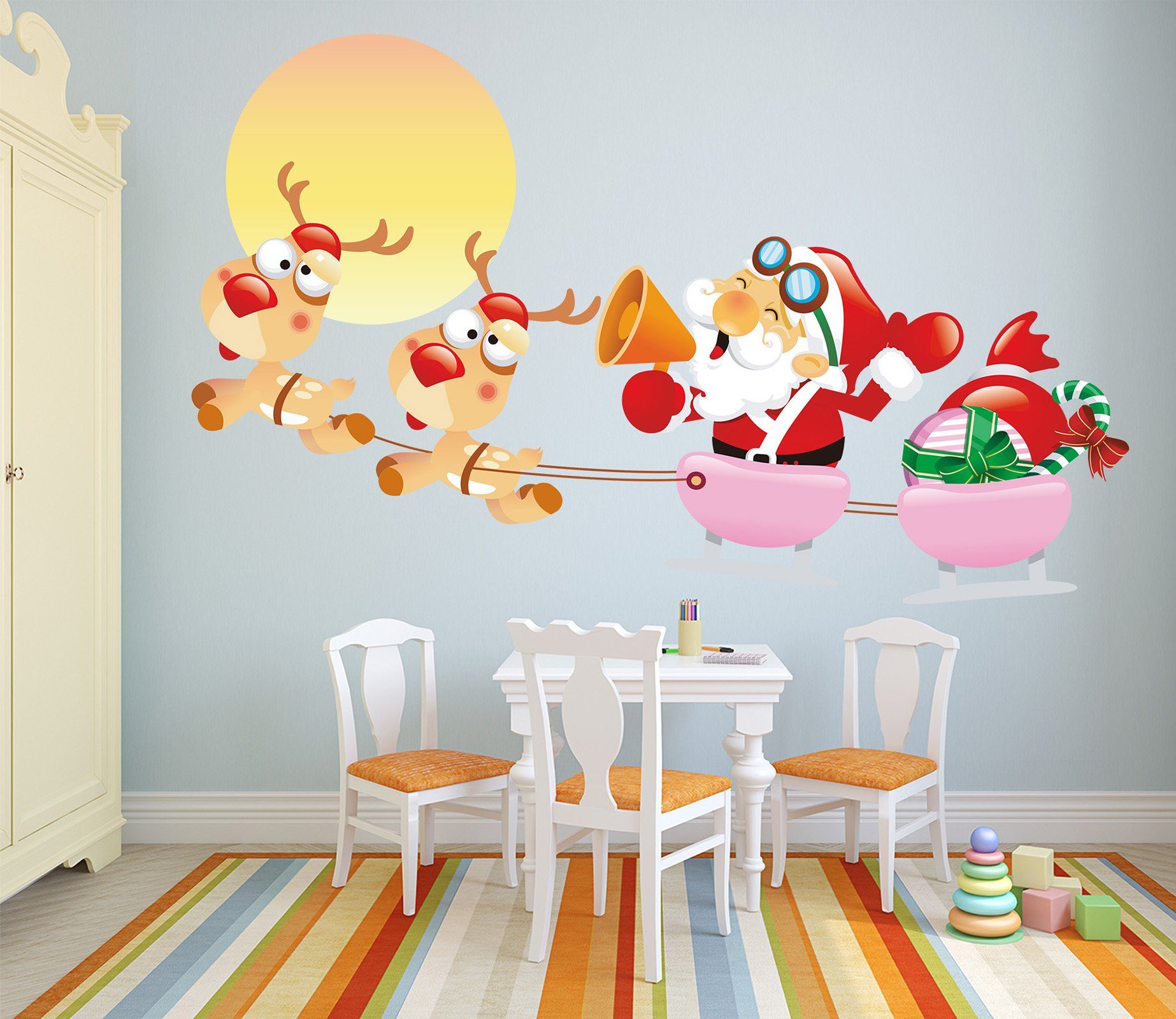 3D Big Deer Sleigh 33 Wall Stickers Wallpaper AJ Wallpaper 