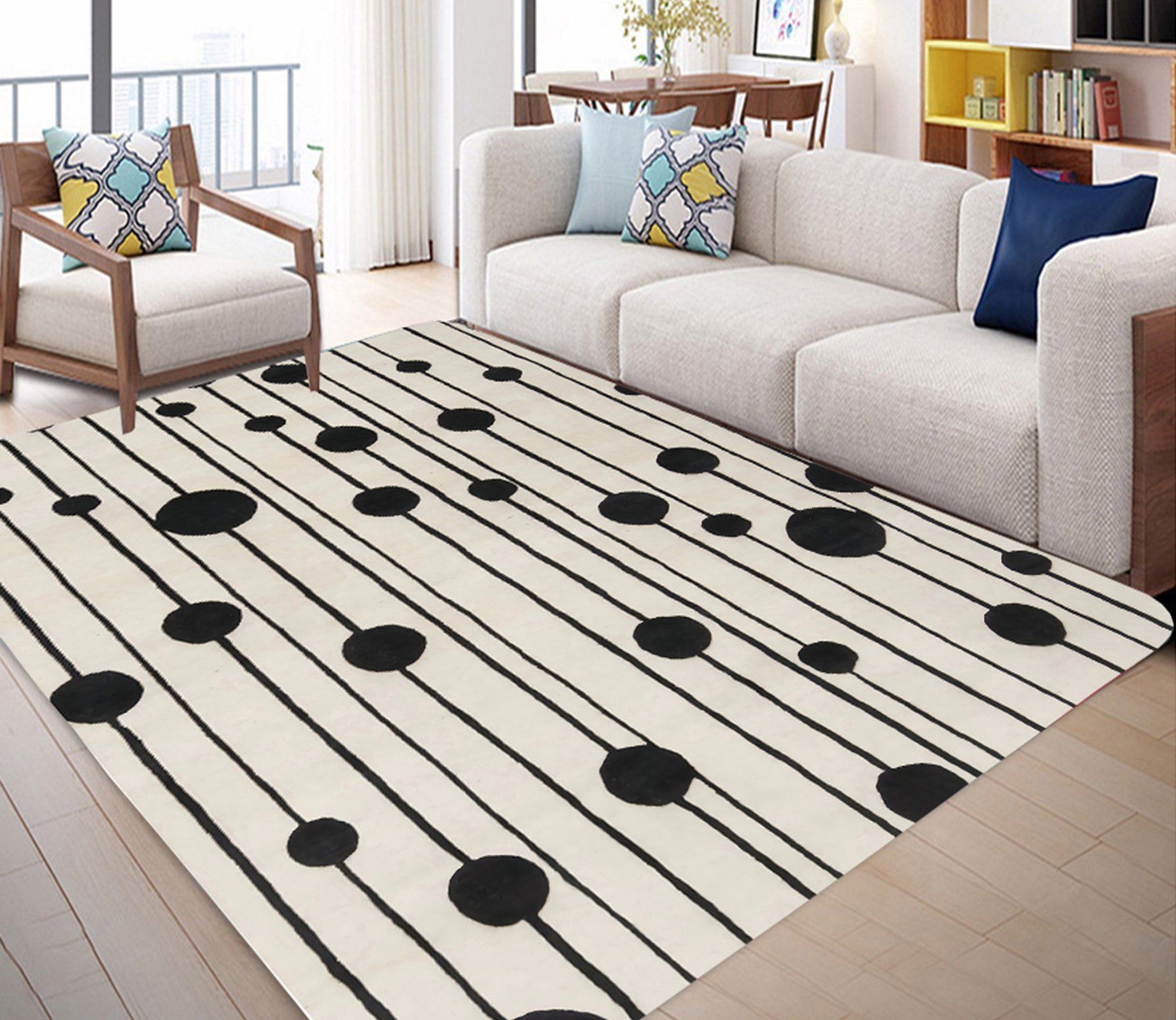 3D Black Round Stripes WG052 Non Slip Rug Mat Mat AJ Creativity Home 