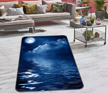 3D Water Surface Moon Clouds 76102 Non Slip Rug Mat