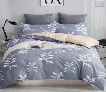 3D Gray Background Leaf 12082 Bed Pillowcases Quilt
