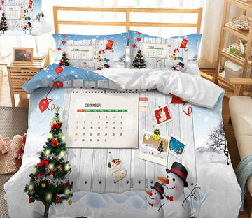 3D Christmas Tree Snowman 45098 Christmas Quilt Duvet Cover Xmas Bed Pillowcases