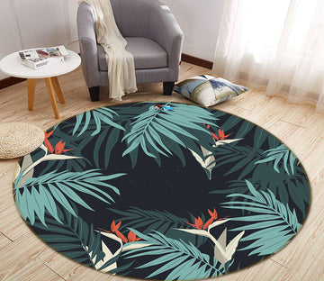 3D Leaf Pattern 64070 Round Non Slip Rug Mat