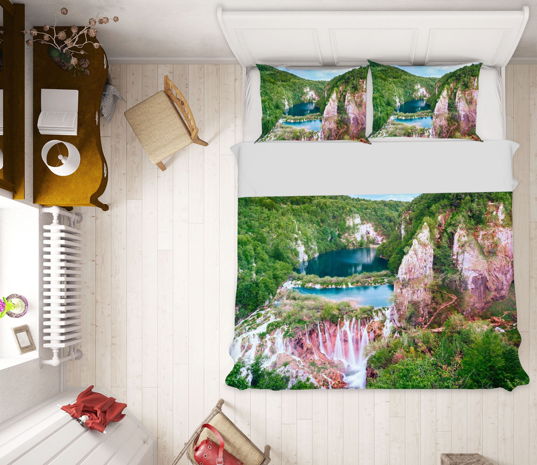 3D Mountain Waterfall 16050 Bed Pillowcases Quilt