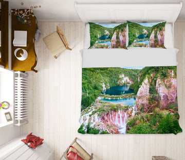 3D Mountain Waterfall 16050 Bed Pillowcases Quilt