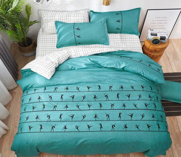 3D Green Human Movement 5099 Bed Pillowcases Quilt