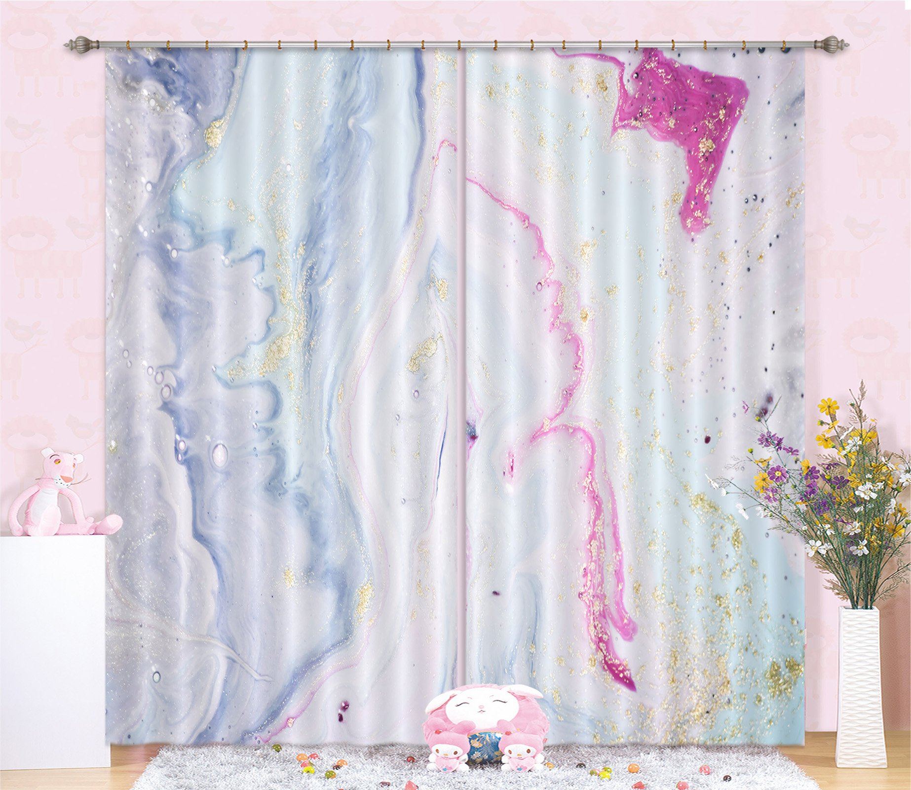 3D Wavy Light Blue 70 Curtains Drapes Curtains AJ Creativity Home 