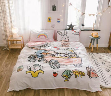 3D Cartoon Rabbit 30139 Bed Pillowcases Quilt
