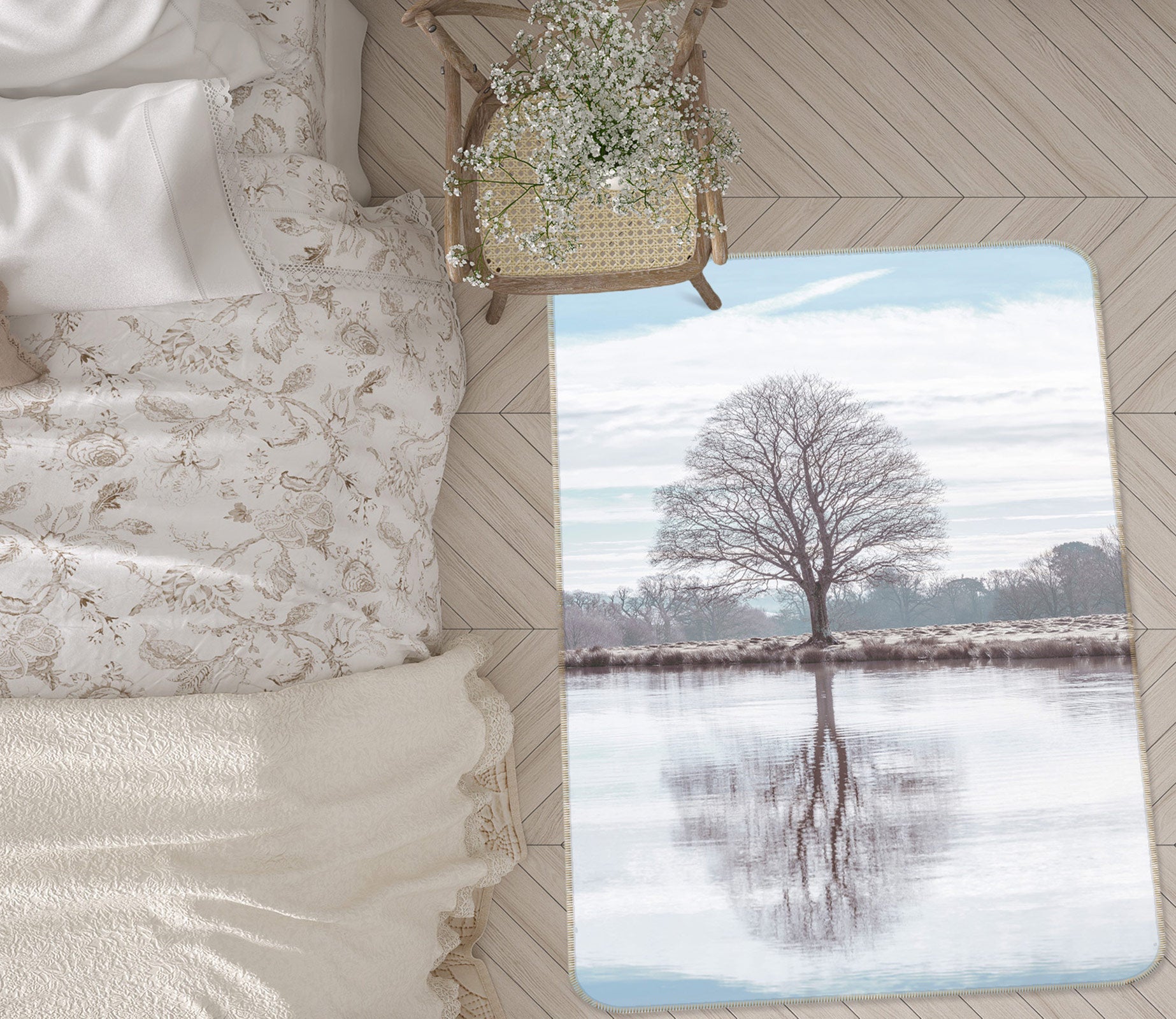 3D Lake Reflection 196 Assaf Frank Rug Non Slip Rug Mat