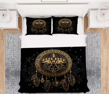 3D Golden Dream Catcher 15003 Bed Pillowcases Quilt