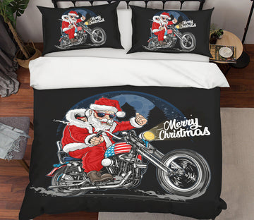 3D Santa Claus Motorcycle 59024 Bed Pillowcases Quilt
