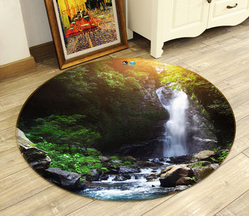 3D Jungle Waterfall 69161 Round Non Slip Rug Mat