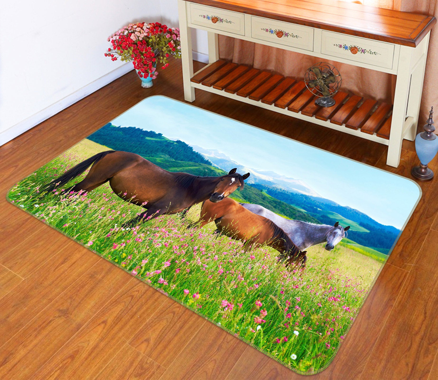 3D Grass Horse 066 Animal Non Slip Rug Mat