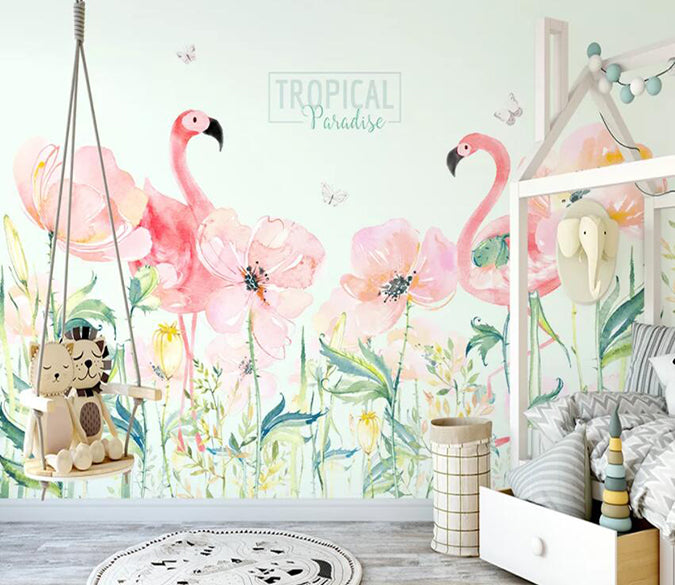3D Pink Flamingo 1052 Wall Murals Wallpaper AJ Wallpaper 2 