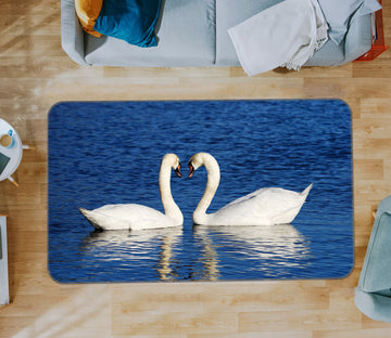 3D White Swan 138 Animal Non Slip Rug Mat