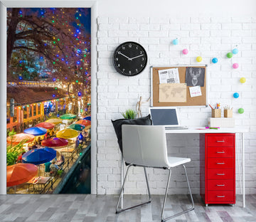 3D Colorful Umbrella 10817 Beth Sheridan Door Mural