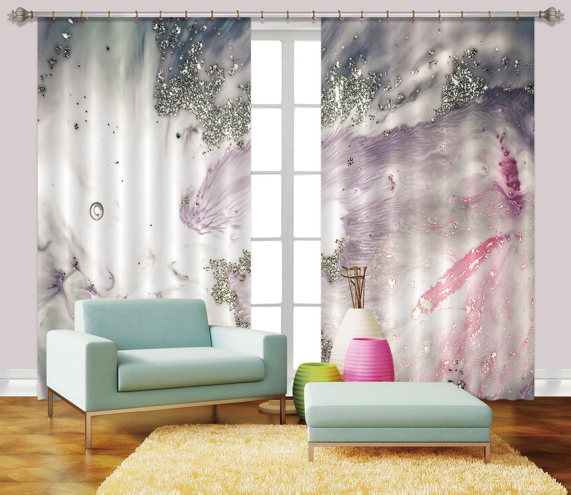 3D Pink Swimming 69 Curtains Drapes Curtains AJ Creativity Home 