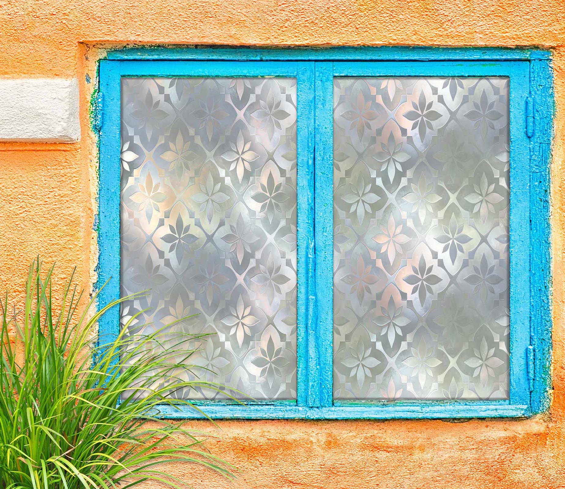 3D Silver Flower 180 Window Film Print Sticker Cling Stained Glass UV Block