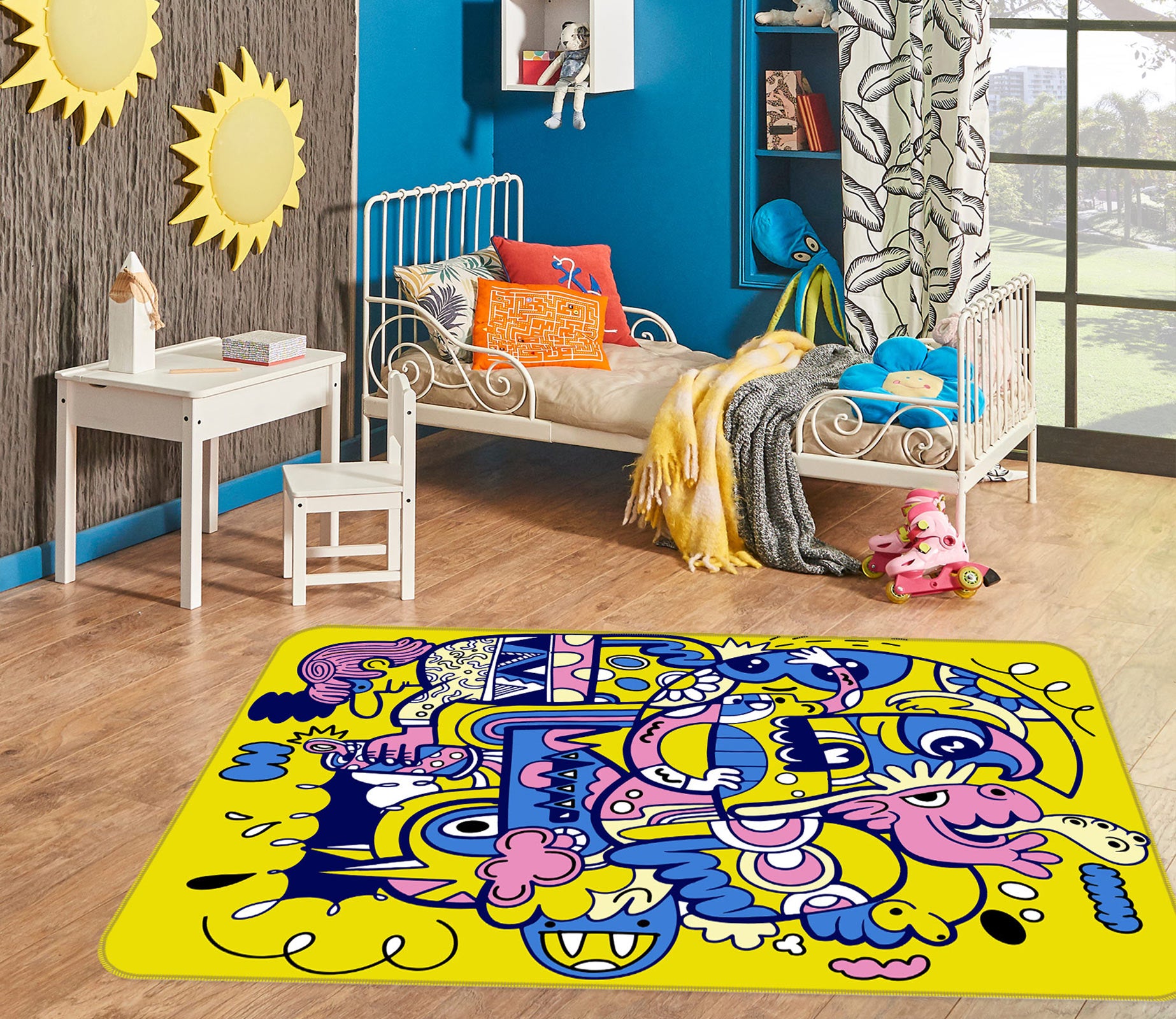 3D Yellow Cartoon 30046 Non Slip Rug Mat