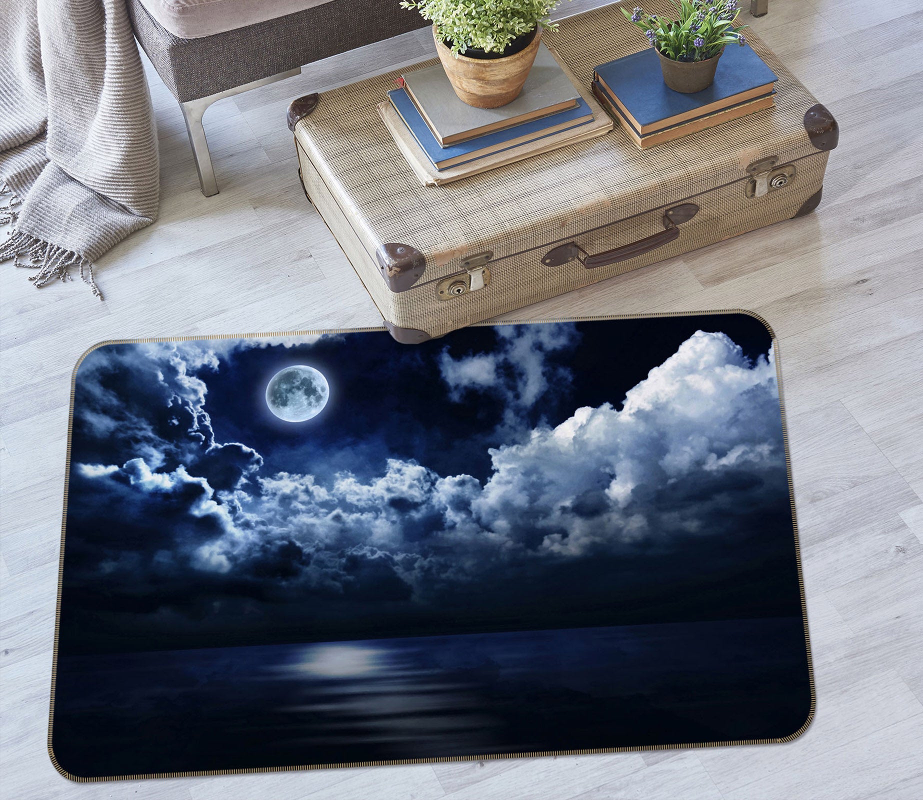 3D Moon Clouds 31148 Non Slip Rug Mat