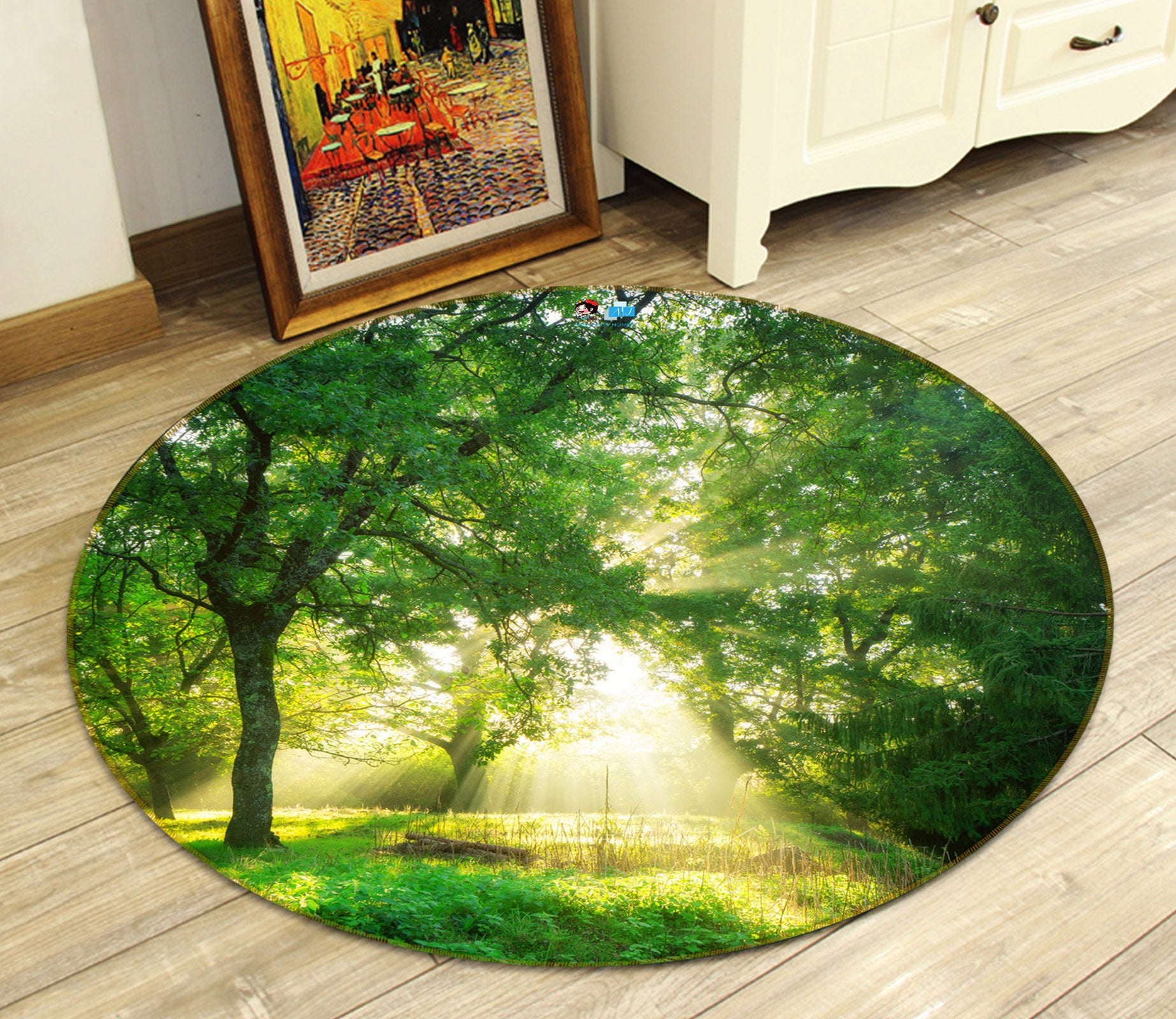 3D Sunny Woods 81096 Round Non Slip Rug Mat