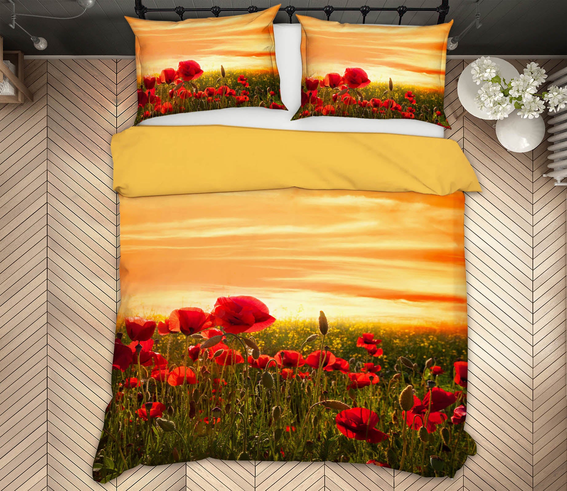 3D Sunset Flower Field 133 Marco Carmassi Bedding Bed Pillowcases Quilt