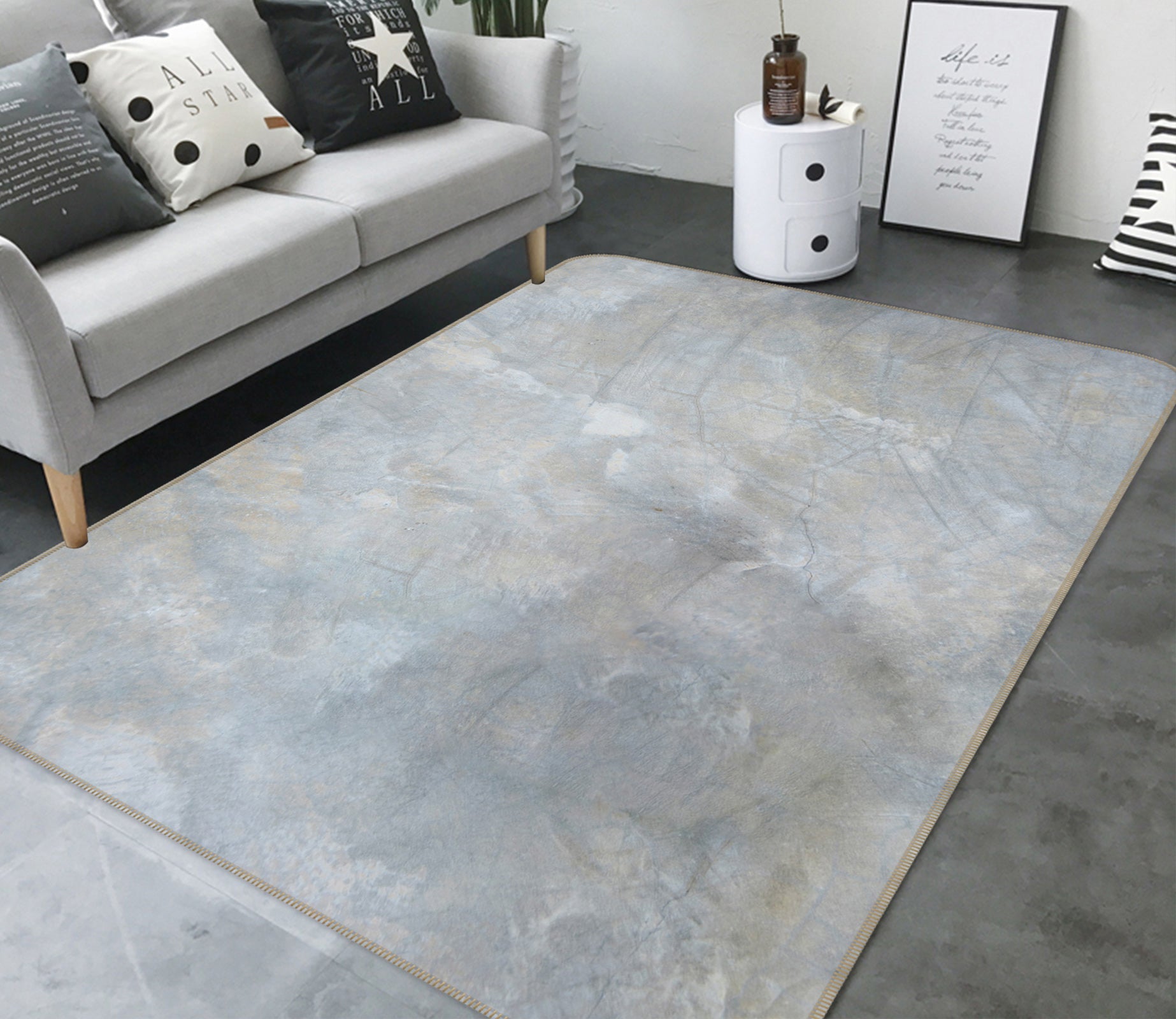 3D Grey Texture 31067 Non Slip Rug Mat