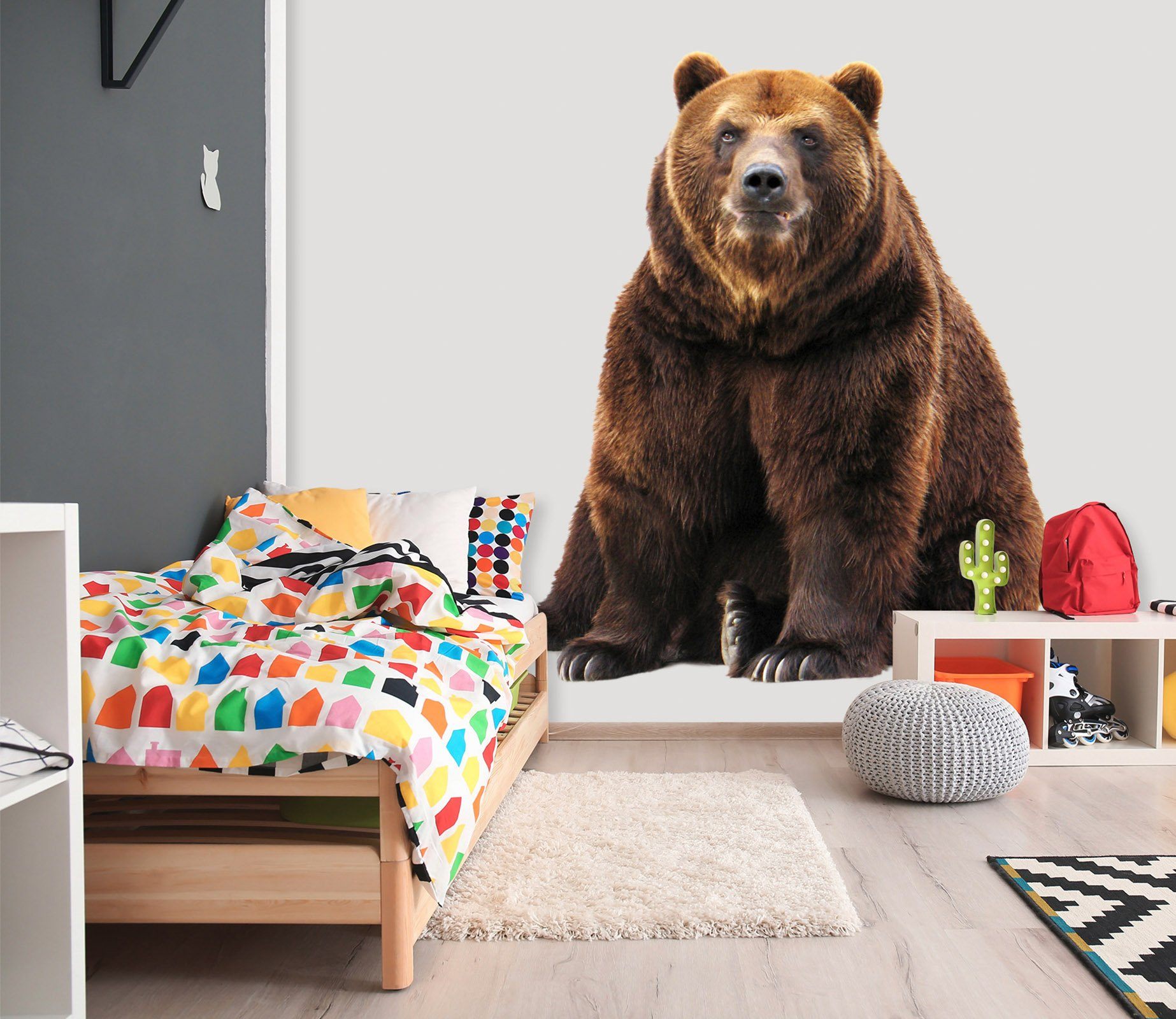3D Brown Bear Face 201 Animals Wall Stickers Wallpaper AJ Wallpaper 