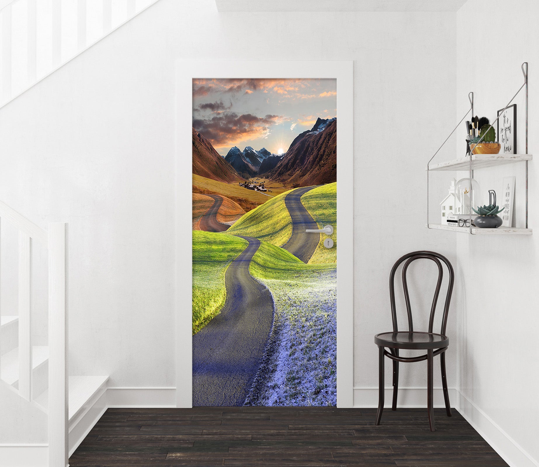 3D Mountain Road 25085 Door Mural