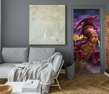3D Red Dragon Wings 602 Tom Wood Door Mural
