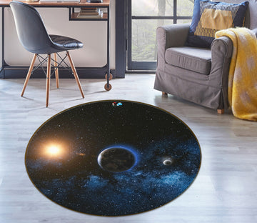 3D Starry Planet 75106 Round Non Slip Rug Mat