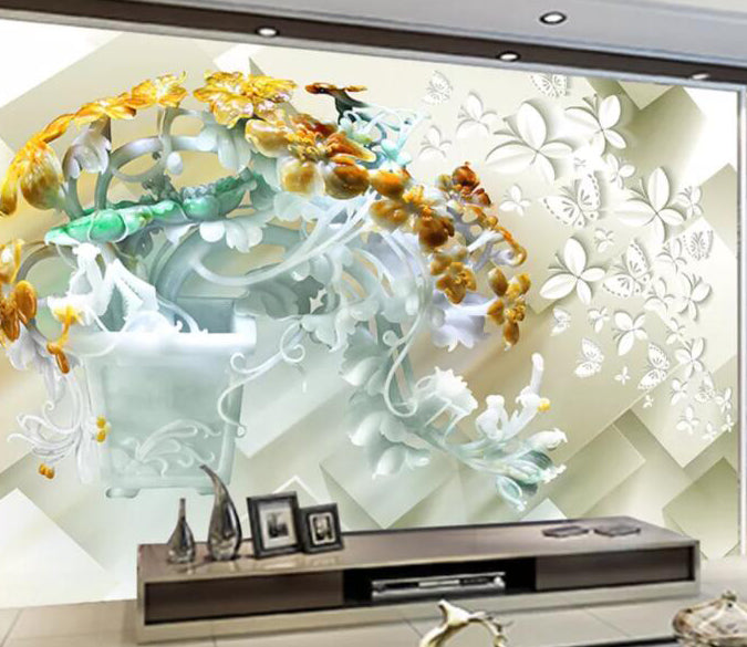 3D Flower Butterfly 932 Wall Murals Wallpaper AJ Wallpaper 2 