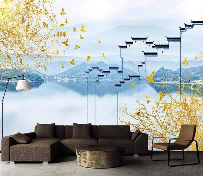 3D Lake Tree 429 Wall Murals Wallpaper AJ Wallpaper 2 