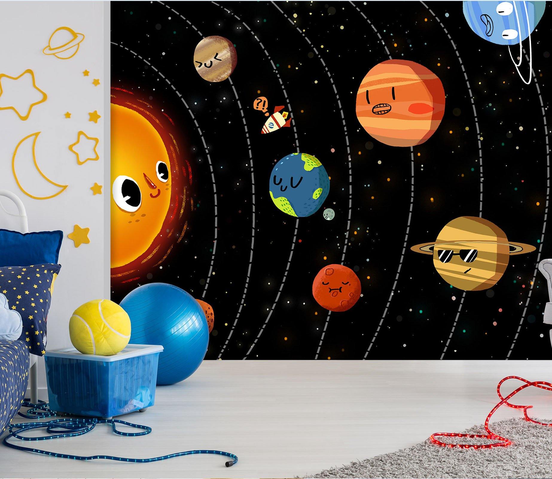 3D Cartoon Cosmic Planet 033 Wall Murals Wallpaper AJ Wallpaper 2 
