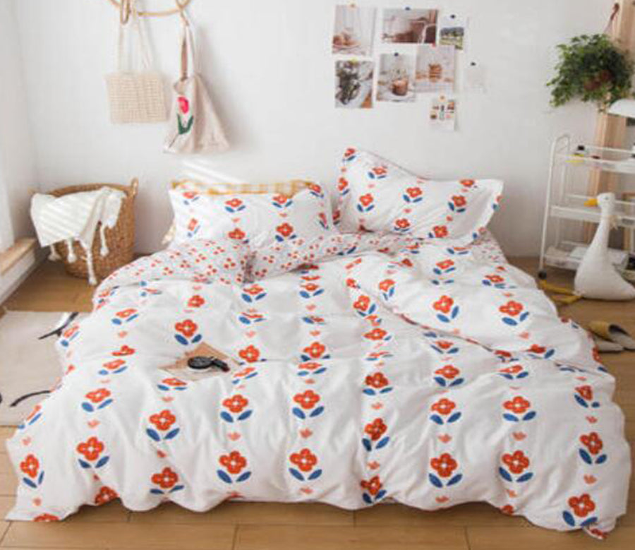 3D Small Red Flower Pattern 13192 Bed Pillowcases Quilt