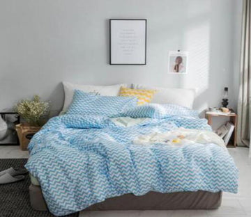 3D Light Blue Wave 15188 Bed Pillowcases Quilt