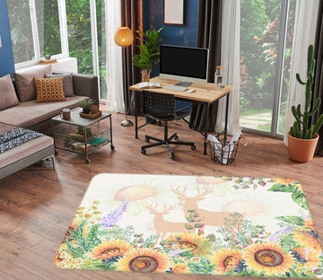 3D Sunflower Deer 77036 Non Slip Rug Mat