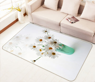 3D Small White Chrysanthemum 76132 Non Slip Rug Mat