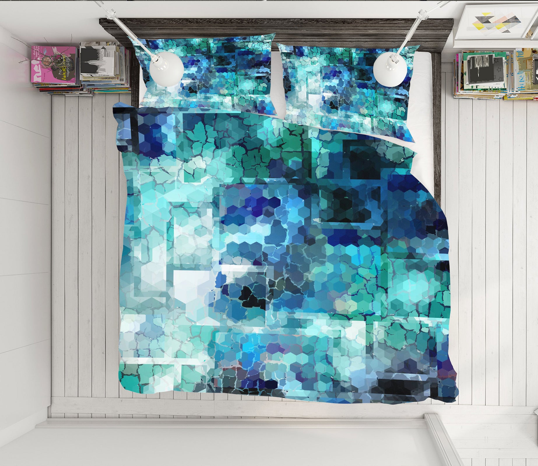 3D Blue-Green 13214 Bed Pillowcases Quilt
