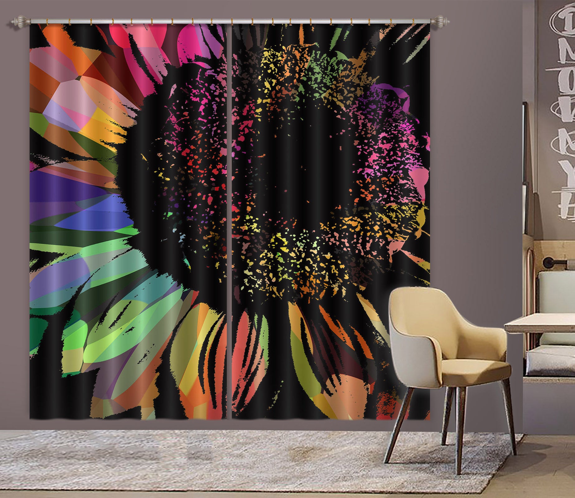 3D Colored Petals 19180 Shandra Smith Curtain Curtains Drapes