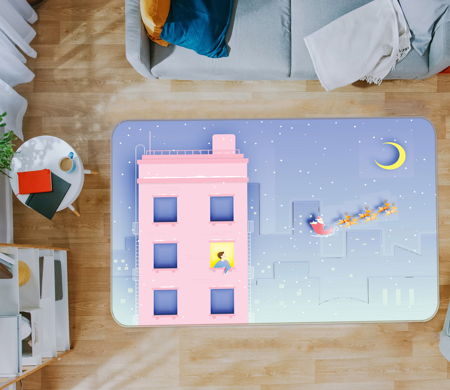 3D Pink Building 77200 Non Slip Rug Mat