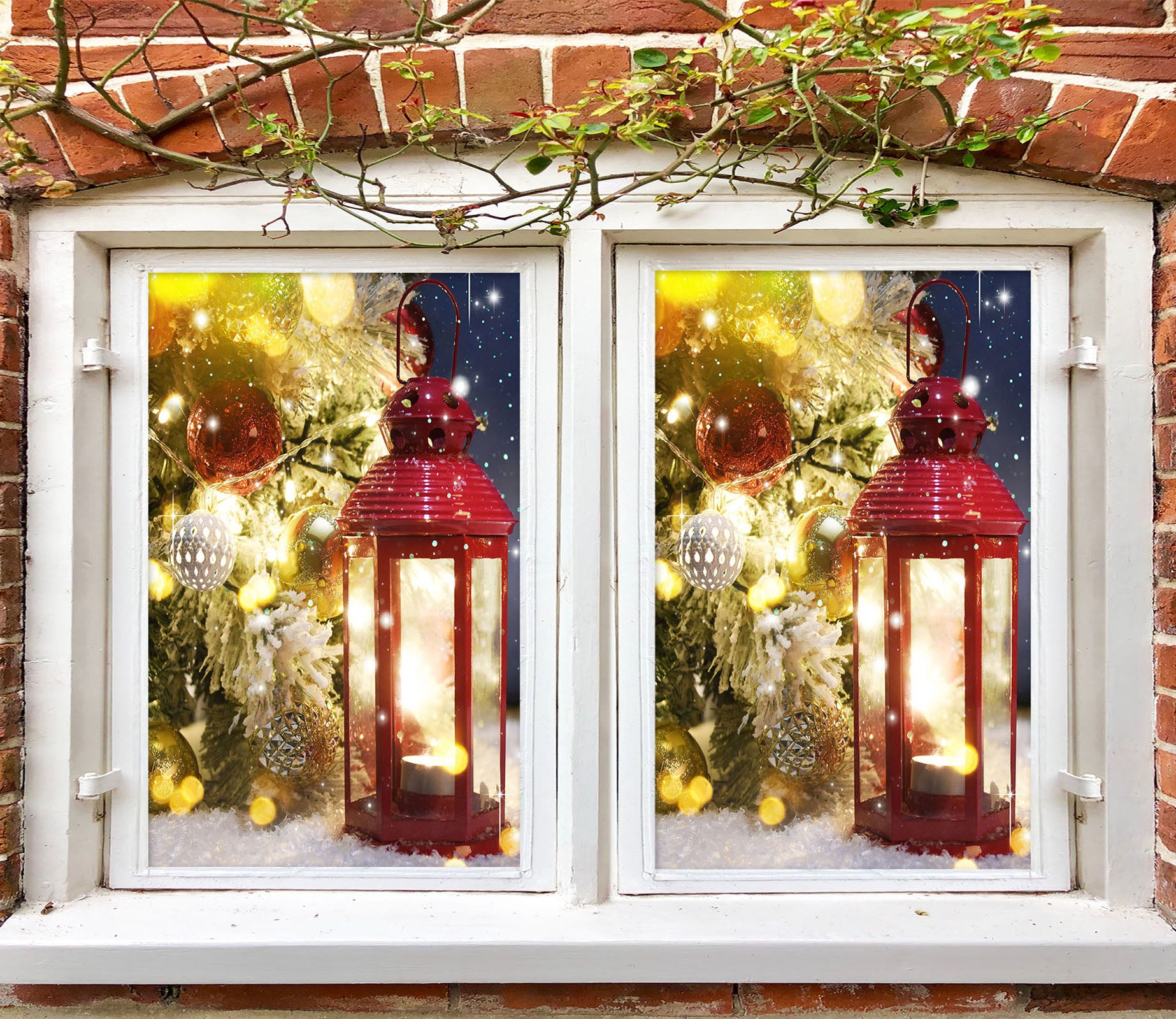 3D Christmas Candle 43119 Christmas Window Film Print Sticker Cling Stained Glass Xmas