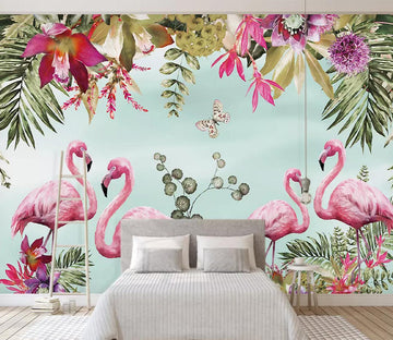 3D Flamingo Fragrance WC704 Wall Murals