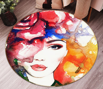 3D Flower Girl 36224 Round Non Slip Rug Mat