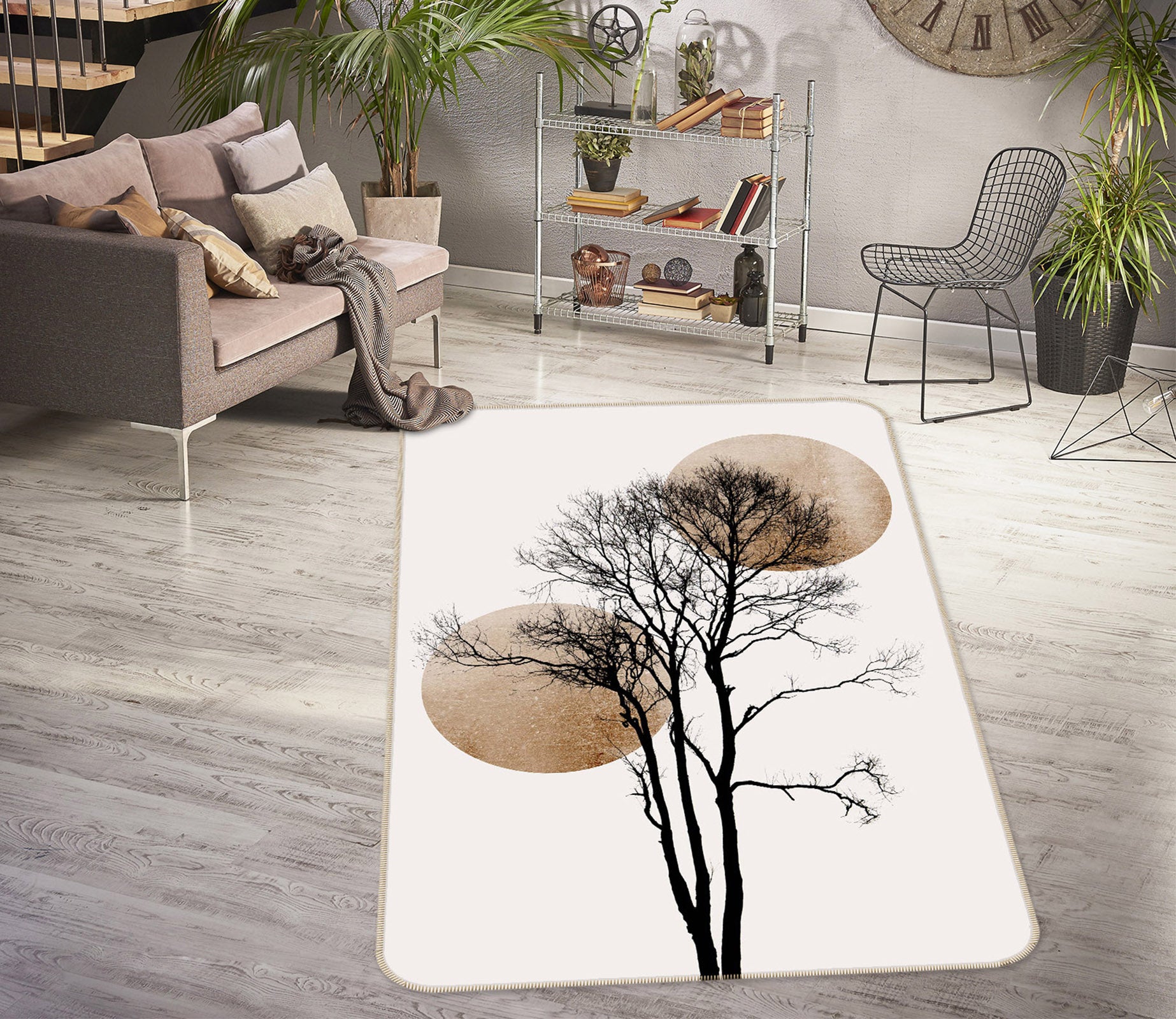 3D Moon Tree 1114 Boris Draschoff Rug Non Slip Rug Mat