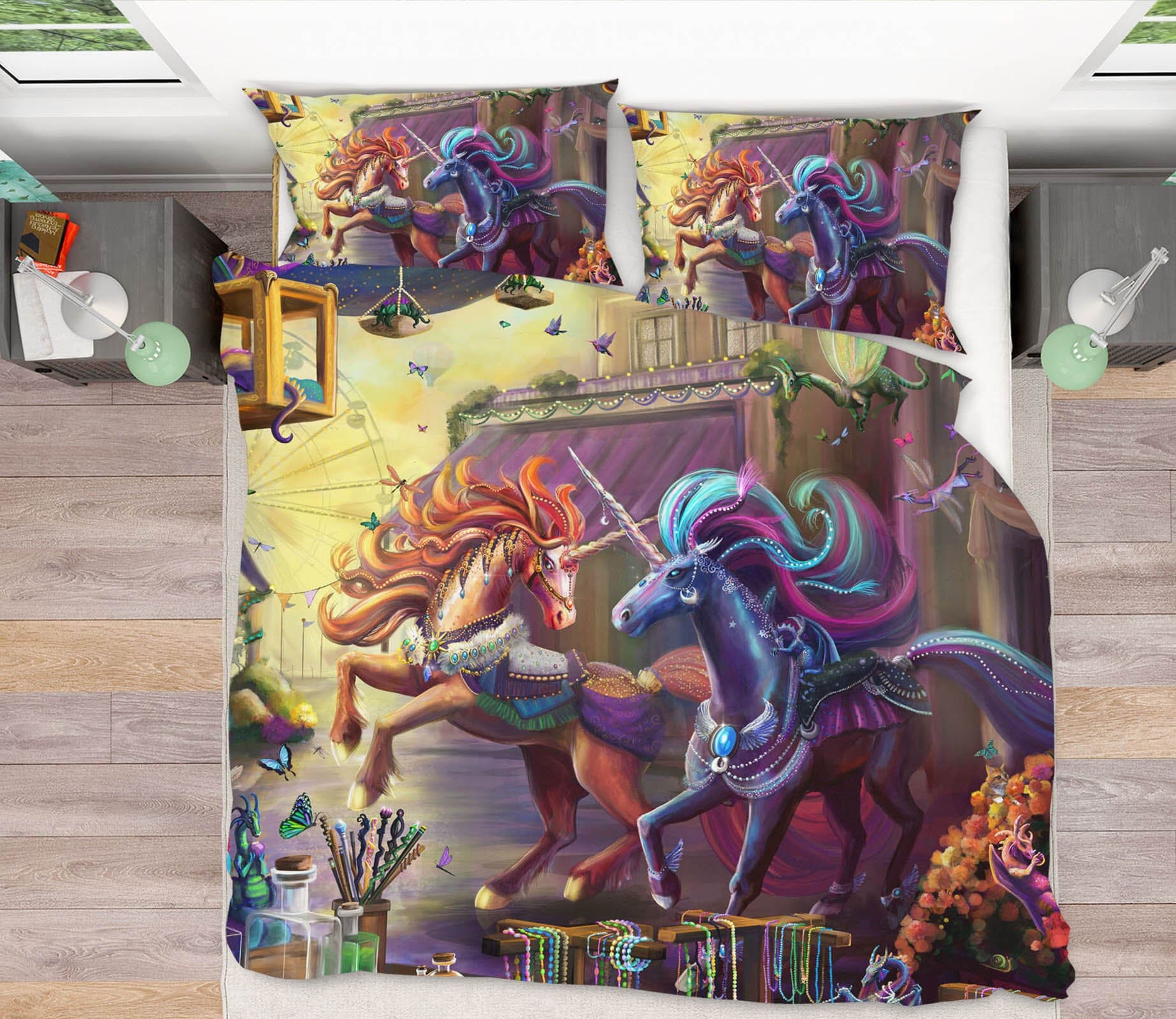 3D Running Unicorn 128 Rose Catherine Khan Bedding Bed Pillowcases Quilt Quiet Covers AJ Creativity Home 