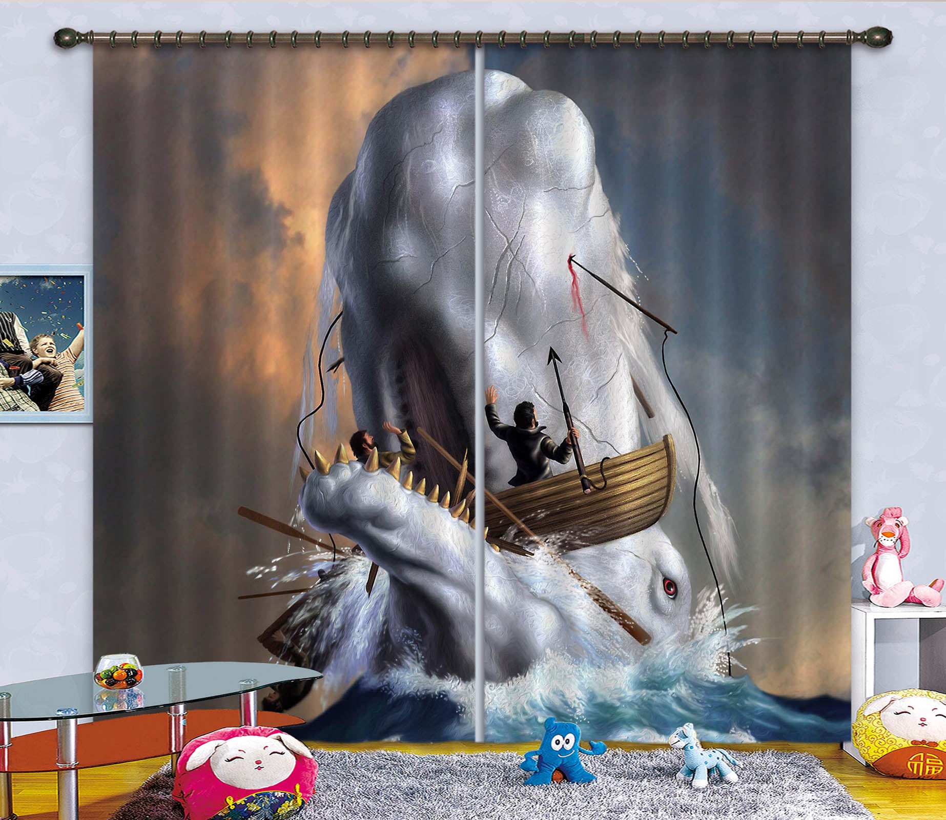 3D Sea Wave Boat 86084 Jerry LoFaro Curtain Curtains Drapes