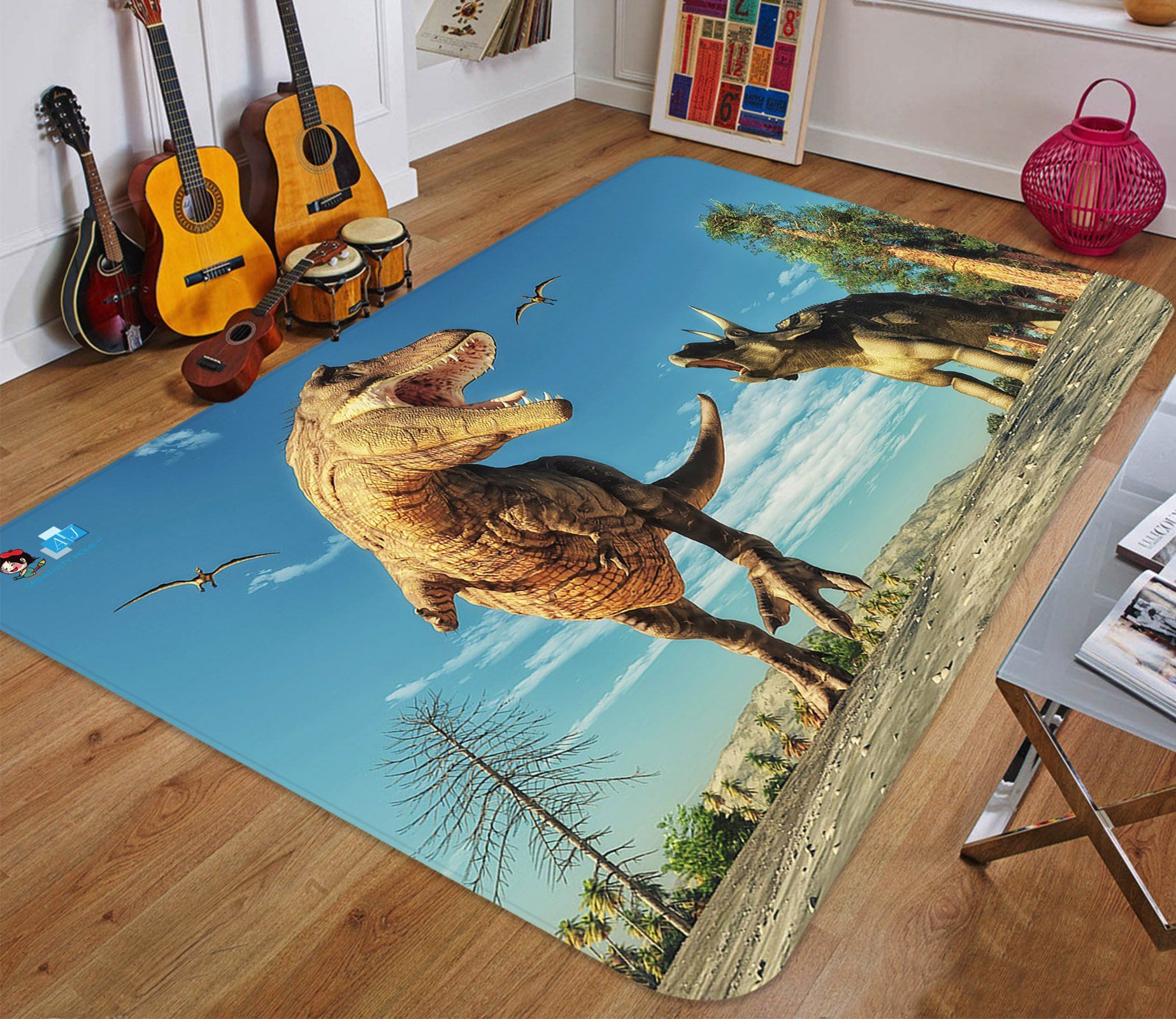 3D Tyrannosaurus Horned Dragon 68 Non Slip Rug Mat Mat AJ Creativity Home 