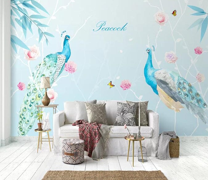 3D Blue Peacock 1797 Wall Murals Wallpaper AJ Wallpaper 2 
